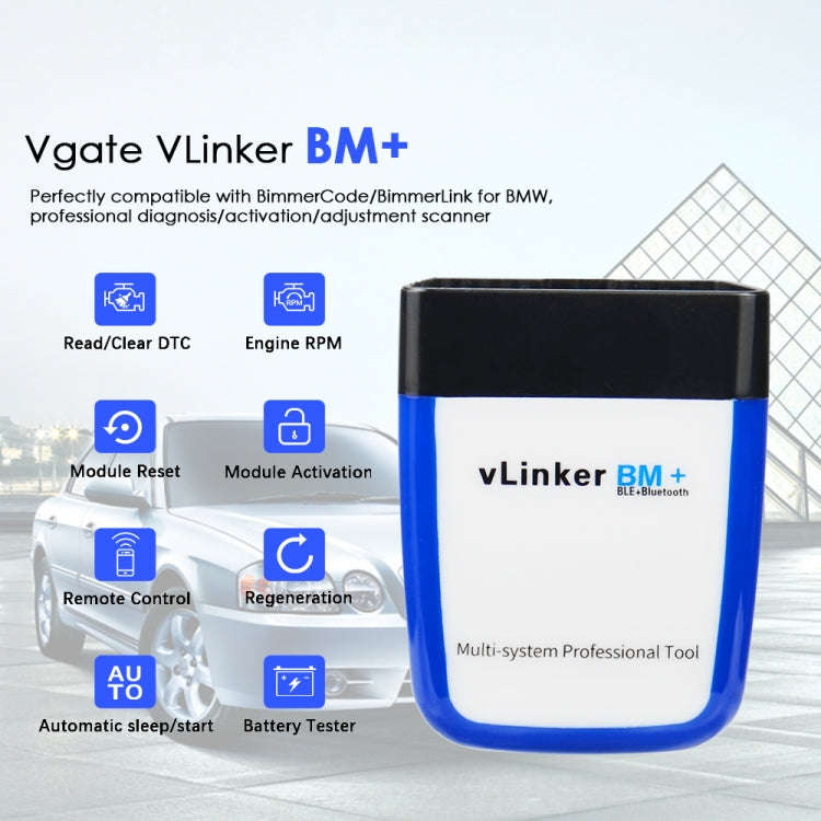 Vgate VLINKER BM+ V2.2 Bluetooth 4.0 Car OBD Fault Diagnosis Detector