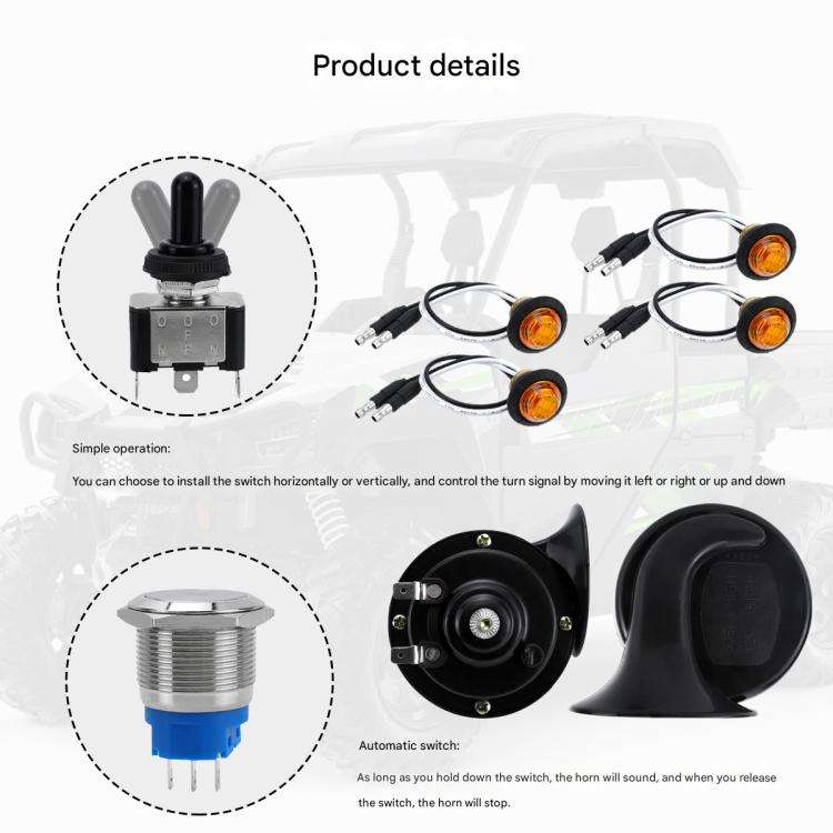 CP-5227 UTV / ATV Turn Signal Kit, Street Legal Kit with Toggle Switch