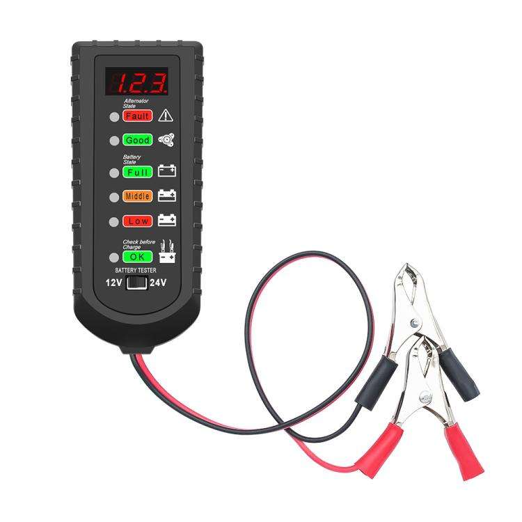 12V / 24V Automotive Battery Voltage Tester (Black)