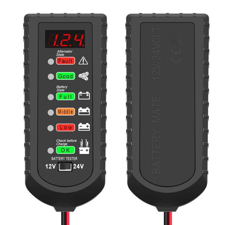 12V / 24V Automotive Battery Voltage Tester (Black)