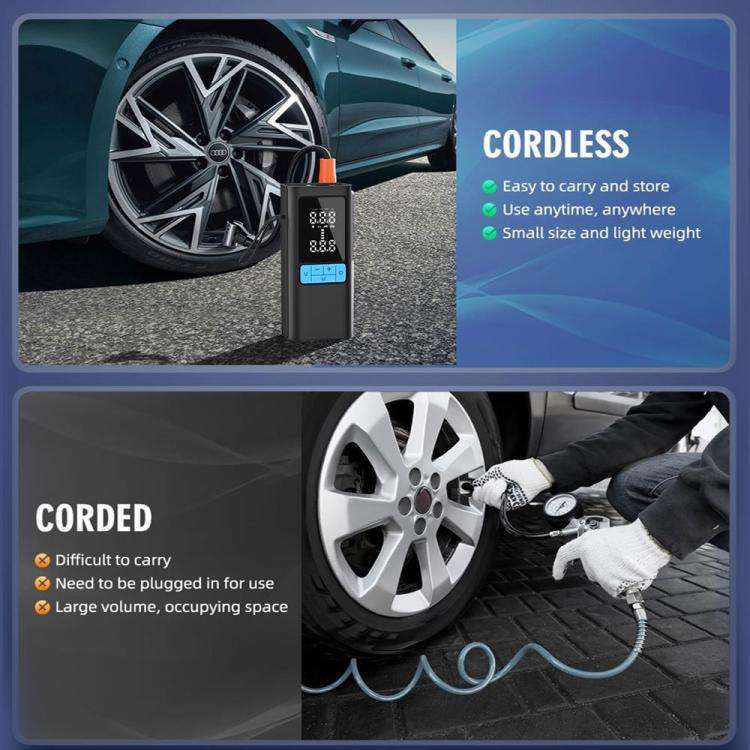 12V Portable Air Pump for Car Motorcycle Tires (Black)