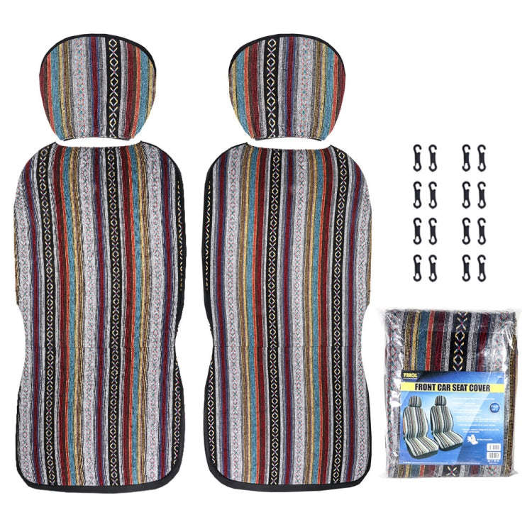 TIROL T25941 General Car Ethnic Style Double Front Seat Protective Cover