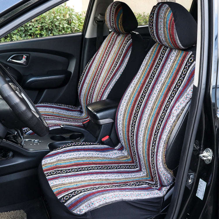 TIROL T25941 General Car Ethnic Style Double Front Seat Protective Cover