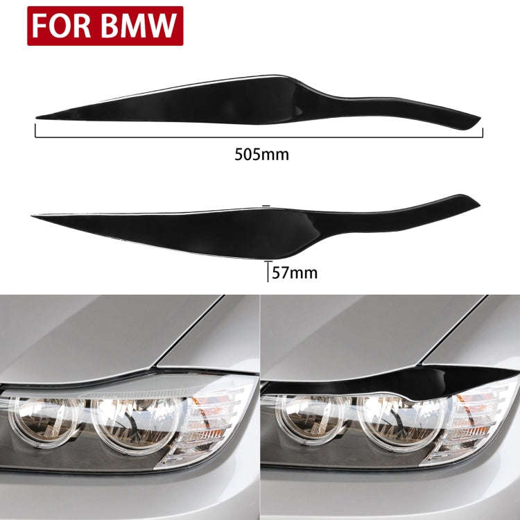 Pair Car Lamp Eyebrow Soft Decorative Sticker for BMW 3 Series E90 2005-2012(Black)