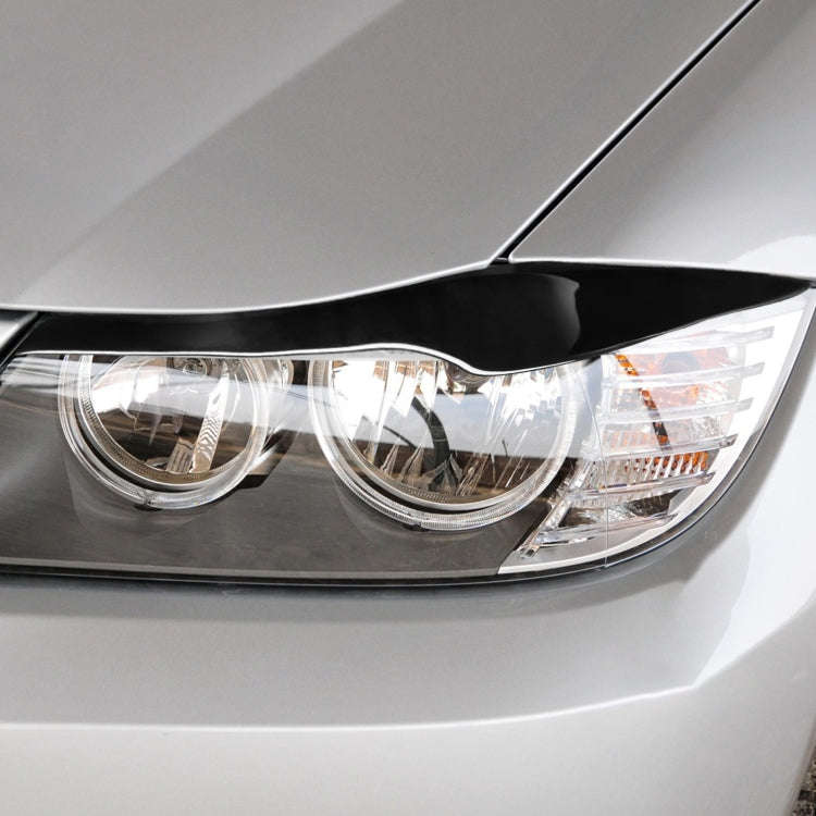 Pair Car Lamp Eyebrow Soft Decorative Sticker for BMW 3 Series E90 2005-2012(Black)