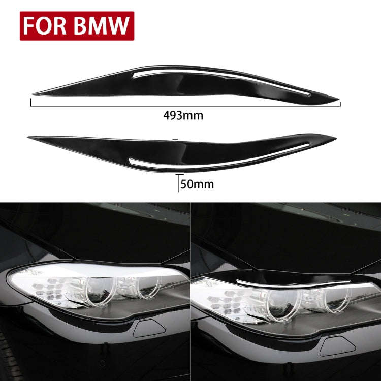 Pair Car Lamp Eyebrow Soft Decorative Sticker for BMW 5 Series F10 2010-2013, with Hole(Black)