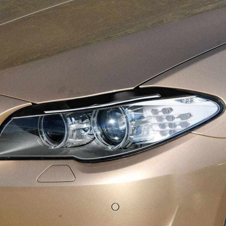 Pair Car Lamp Eyebrow Soft Decorative Sticker for BMW 5 Series F10 2010-2013, with Hole(Black)