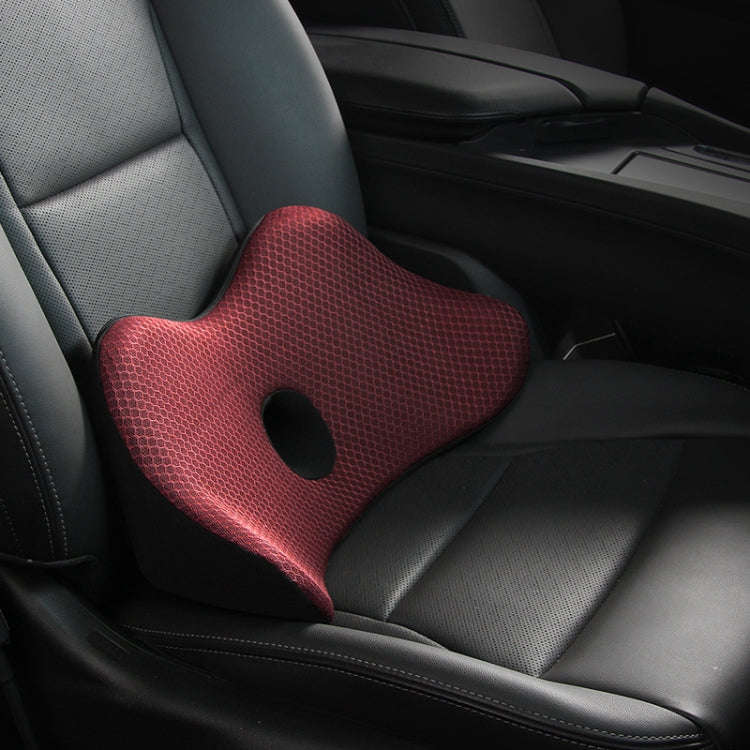 Car Memory Foam Breathable Lumbar Cushion (Red)