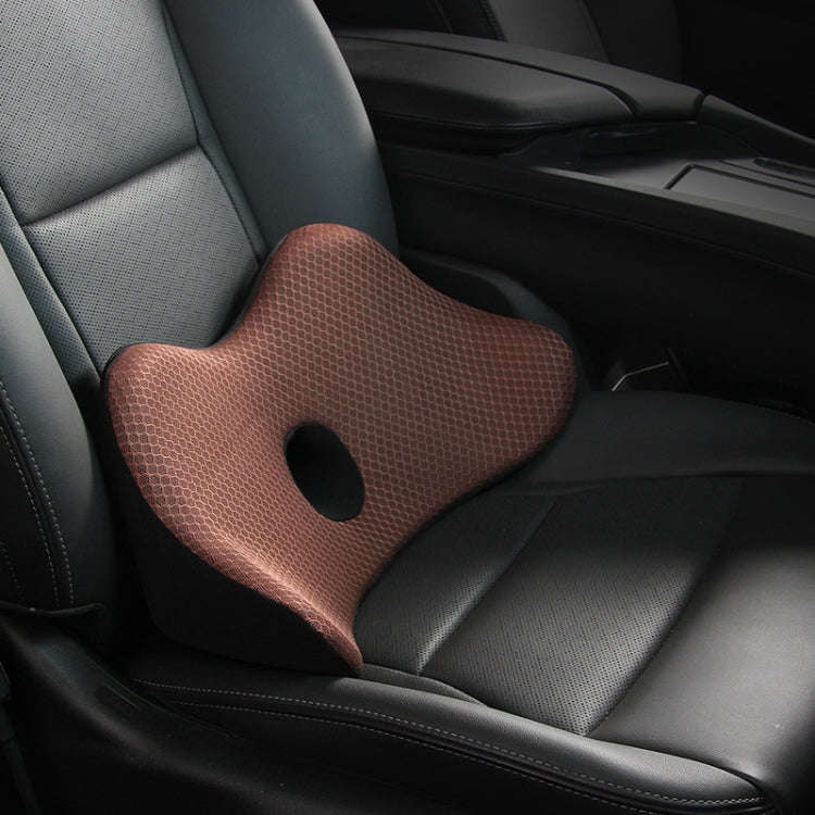 Car Memory Foam Breathable Lumbar Cushion (Brown)