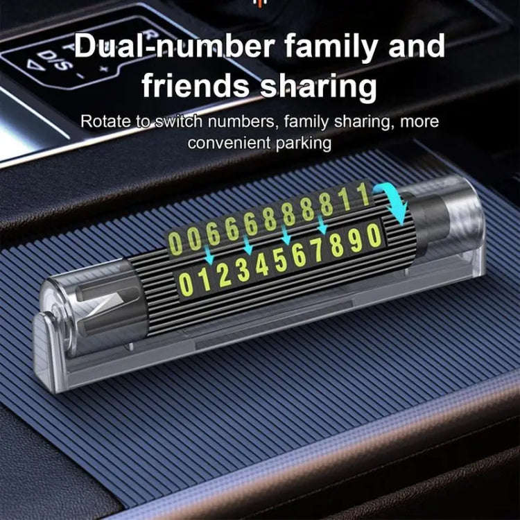 Car Multi-functional Emergency Safety Hammer Temporary Parking Dual Number Plate (Red)