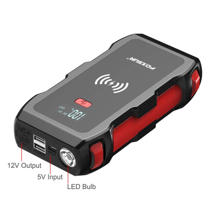 FOXSUR FJS-700 12V Car Multifunctional Wireless Charging Emergency Start Power Supply (Red)