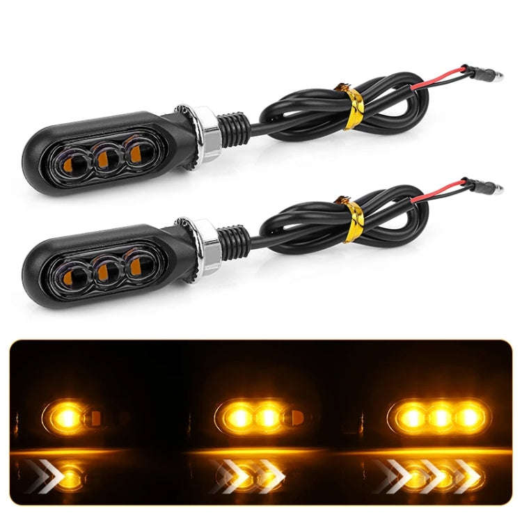 2pcs 12V 3LEDs Motorcycle Mini Water Turn Signal Light (Black)
