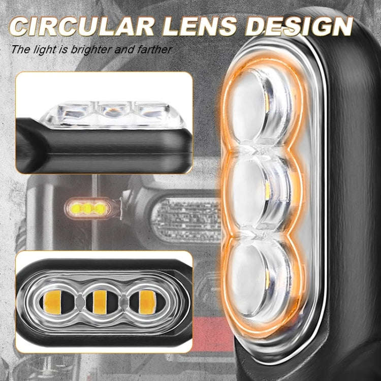 2pcs 12V 3LEDs Motorcycle Mini Water Turn Signal Light (Yellow)