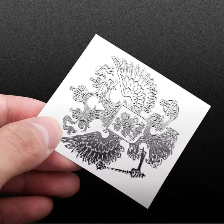 10pcs PITREW Coat of Arms of Russia Emblem Nickel Metal Car Stickers Decals (Silver)