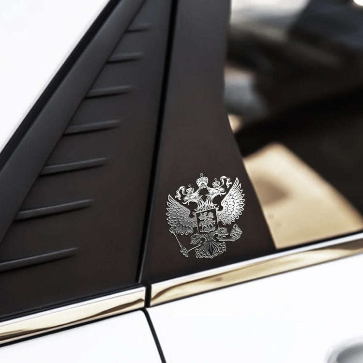 10pcs PITREW Coat of Arms of Russia Emblem Nickel Metal Car Stickers Decals (Silver)