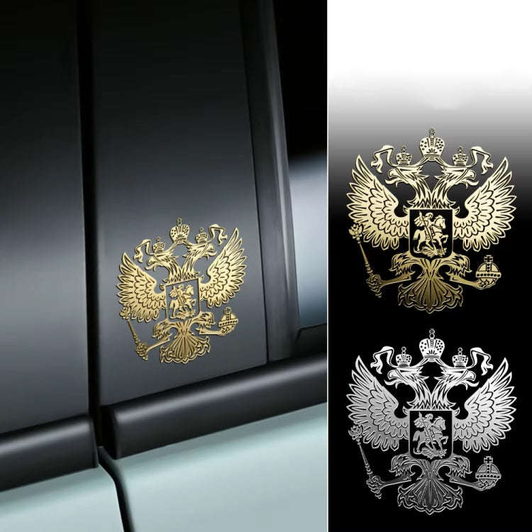 10pcs PITREW Coat of Arms of Russia Emblem Nickel Metal Car Stickers Decals (Silver)