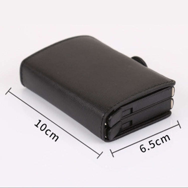X-7 Antimagnetic RFID  Multi-functional Aluminum Crazy Horse Texture Leather Card Bag Wallet(Coffee)