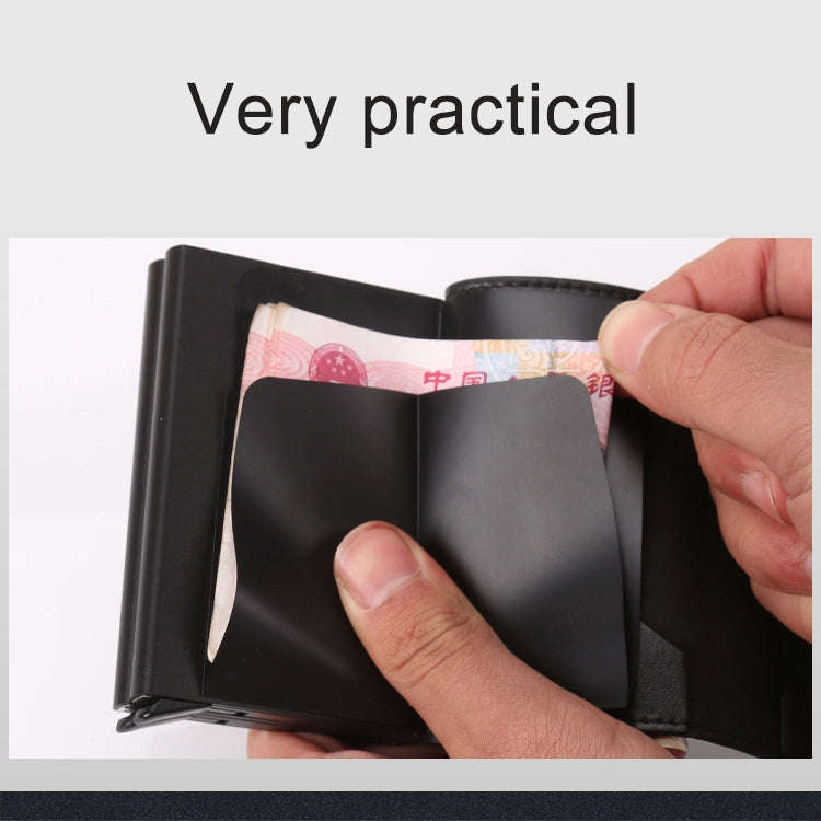X-7 Antimagnetic RFID  Multi-functional Aluminum Crazy Horse Texture Leather Card Bag Wallet(Coffee)