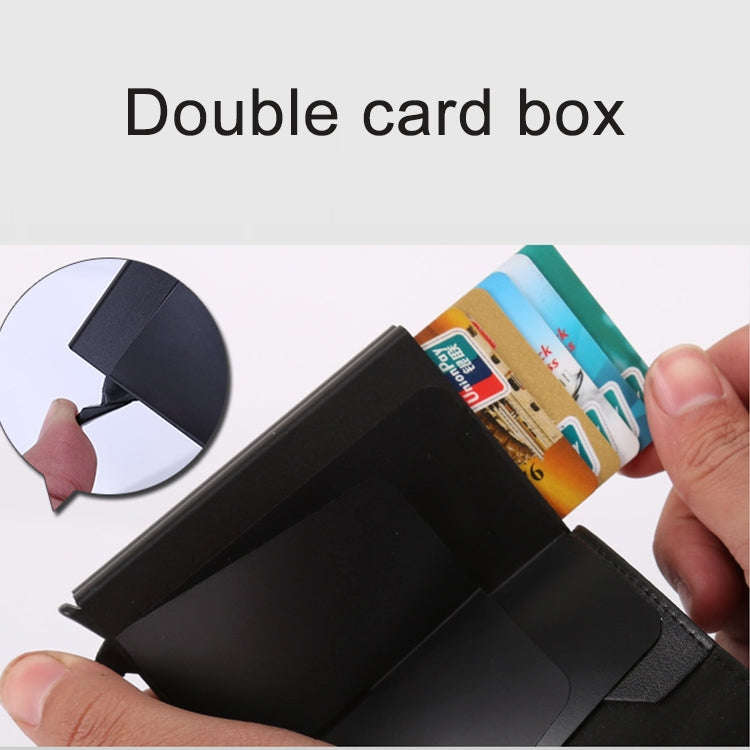 X-7 Antimagnetic RFID  Multi-functional Aluminum Crazy Horse Texture Leather Card Bag Wallet(Coffee)