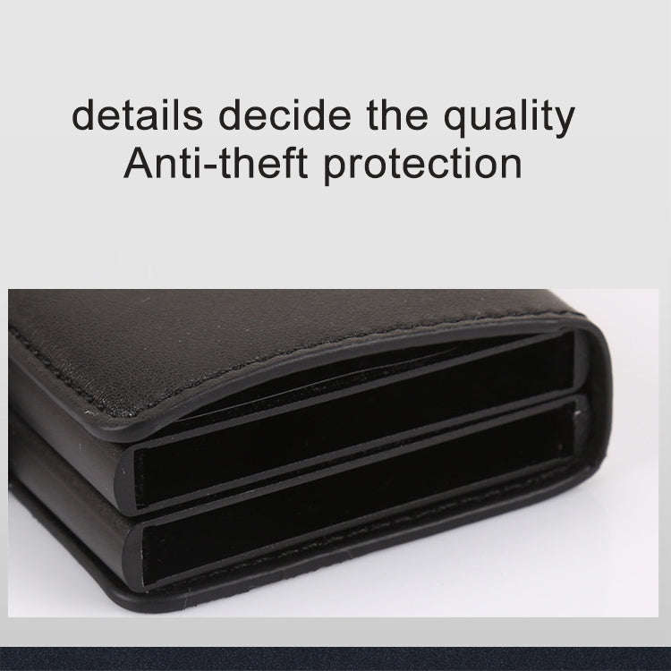 X-7 Antimagnetic RFID  Multi-functional Aluminum Crazy Horse Texture Leather Card Bag Wallet(Coffee)