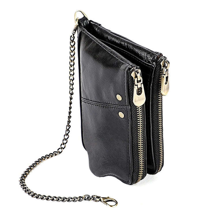 LT3533 Long Crazy Horse Texture Cowhide Leather Folding Anti-magnetic RFID Wallet Clutch Bag for ...