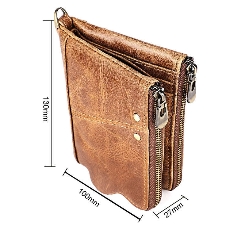 LT3533 Long Crazy Horse Texture Cowhide Leather Folding Anti-magnetic RFID Wallet Clutch Bag for ...