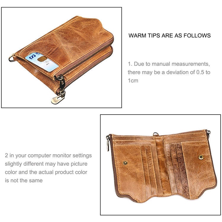 LT3533 Long Crazy Horse Texture Cowhide Leather Folding Anti-magnetic RFID Wallet Clutch Bag for ...