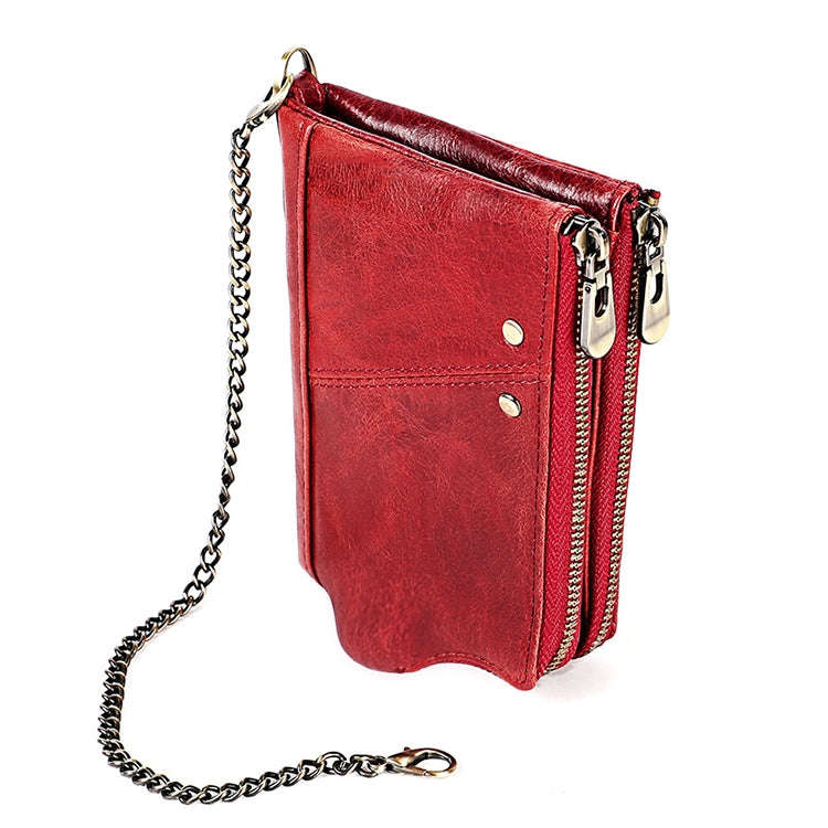LT3533 Long Crazy Horse Texture Cowhide Leather Folding Anti-magnetic RFID Wallet Clutch Bag for ...