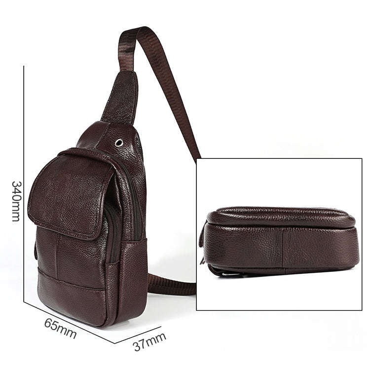 6023 Casual Litchi Texture Soft Face Full-grain Cowhide One Shoulder Crossbody Bag for Men(Black)