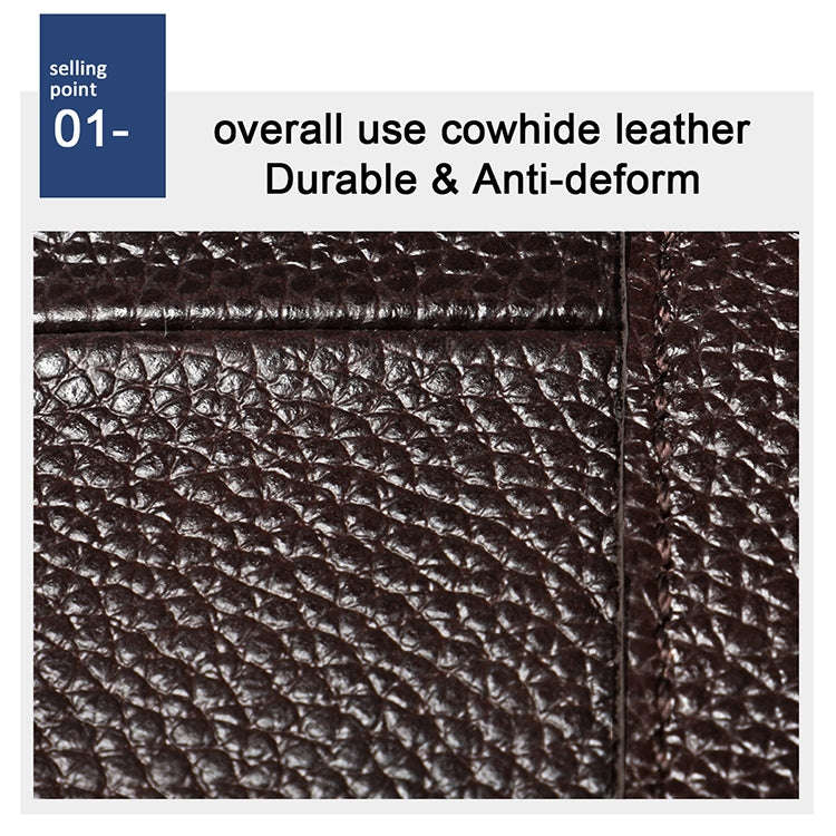 6023 Casual Litchi Texture Soft Face Full-grain Cowhide One Shoulder Crossbody Bag for Men(Black)