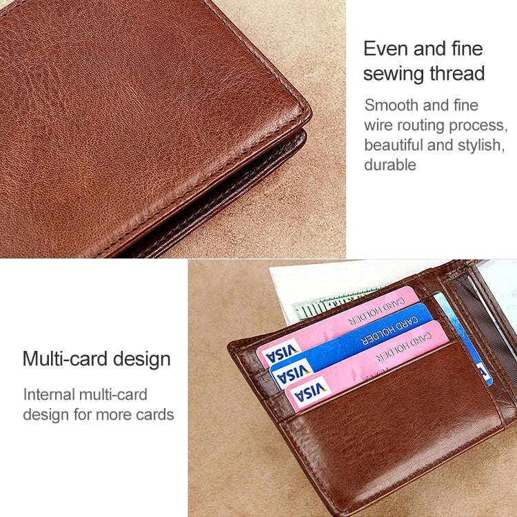 8016 Retro Cowhide Leather Multiple Card Slots Wallet for Men, with Removable Card Holder