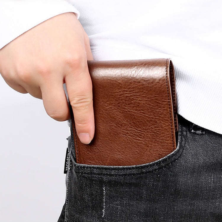 8016 Retro Cowhide Leather Multiple Card Slots Wallet for Men, with Removable Card Holder