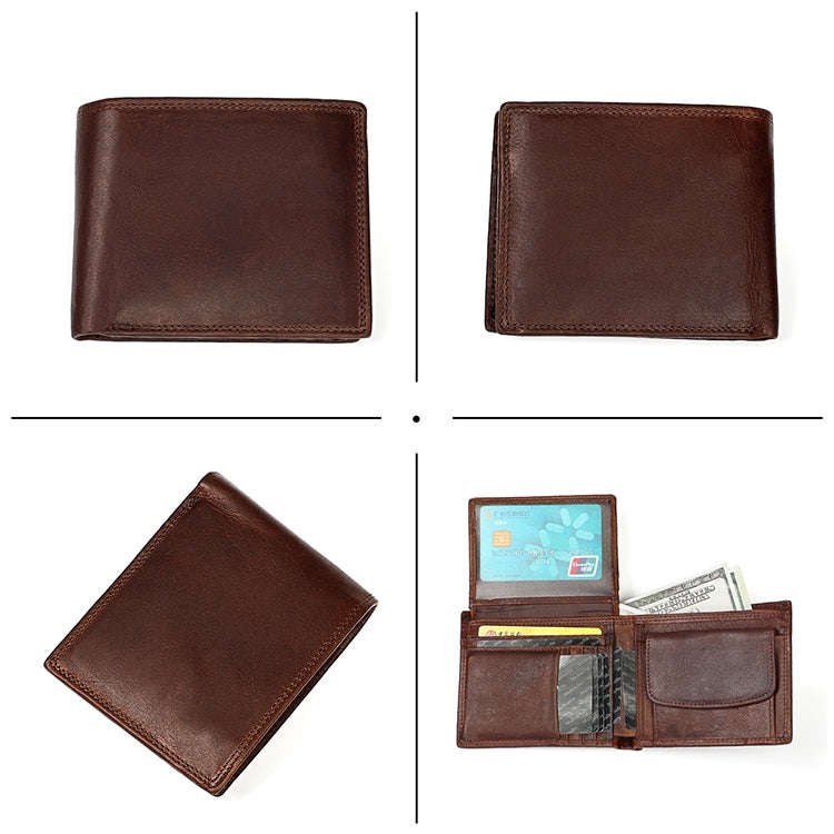 8020 Horizontal Retro Crazy Horse Texture Leather Anti-magnetic RFID Wallet Clutch Bag for Men, w...