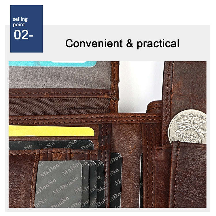 8020 Horizontal Retro Crazy Horse Texture Leather Anti-magnetic RFID Wallet Clutch Bag for Men, w...