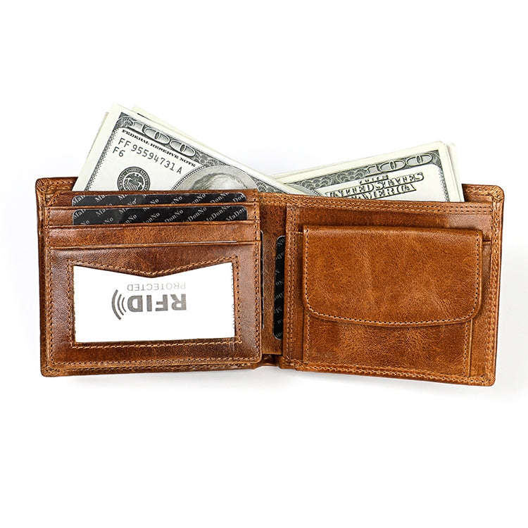 8020 Horizontal Retro Crazy Horse Texture Leather Anti-magnetic RFID Wallet Clutch Bag for Men, w...