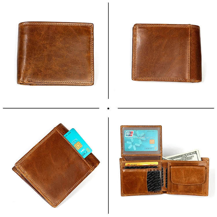 8020 Horizontal Retro Crazy Horse Texture Leather Anti-magnetic RFID Wallet Clutch Bag for Men, w...