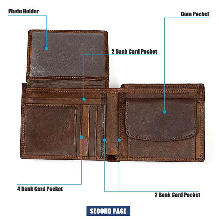 8020 Horizontal Retro Crazy Horse Texture Leather Anti-magnetic RFID Wallet Clutch Bag for Men, w...