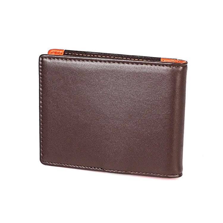 9606 Cowhide Leather Anti-magnetic RFID Multiple Card Slots Wallet for Men, with Zipper Bag(Coffee)