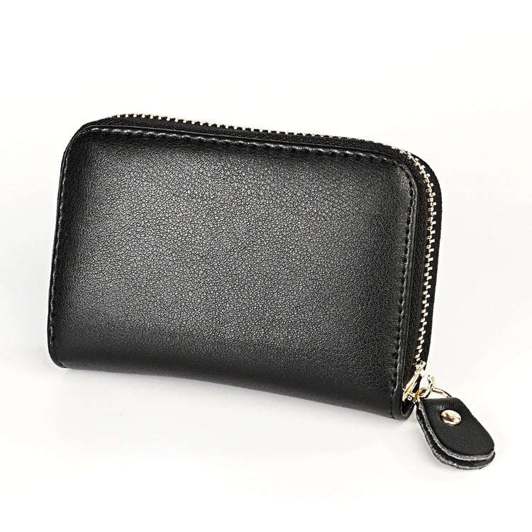 KB152 Butterfly Pattern Zipper Cowhide Leather Organ Shape Multiple Card Slots Anti-magnetic RFID...