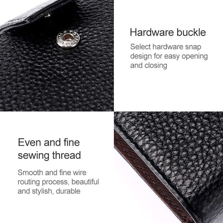 KB188 Horizontal Cowhide Leather Organ Shape Multiple Card Slots Anti-magnetic RFID Wallet for La...