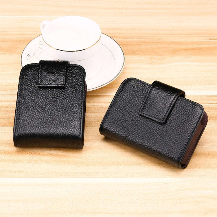 KB188 Horizontal Cowhide Leather Organ Shape Multiple Card Slots Anti-magnetic RFID Wallet for La...
