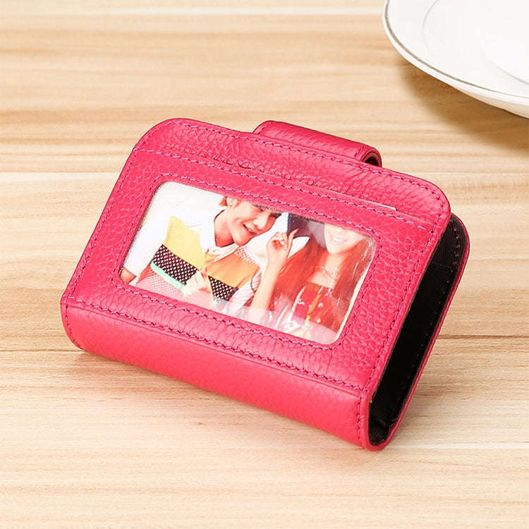 KB188 Horizontal Cowhide Leather Organ Shape Multiple Card Slots Anti-magnetic RFID Wallet for La...