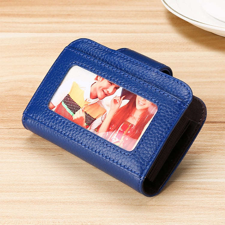 KB188 Horizontal Cowhide Leather Organ Shape Multiple Card Slots Anti-magnetic RFID Wallet for La...
