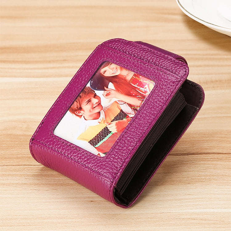 KB189 Vertical Cowhide Leather Organ Shape Multiple Card Slots Anti-magnetic RFID Wallet for Ladi...