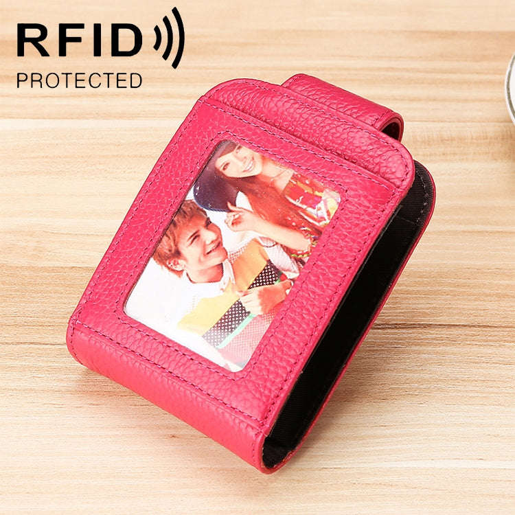 KB189 Vertical Cowhide Leather Organ Shape Multiple Card Slots Anti-magnetic RFID Wallet for Ladi...