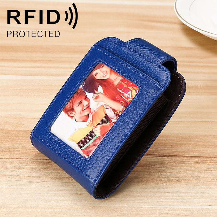 KB189 Vertical Cowhide Leather Organ Shape Multiple Card Slots Anti-magnetic RFID Wallet for Ladi...