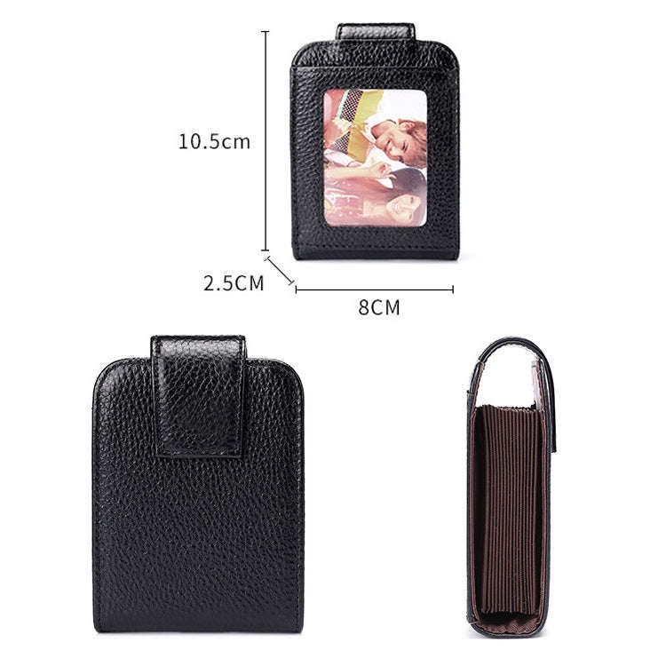 KB189 Vertical Cowhide Leather Organ Shape Multiple Card Slots Anti-magnetic RFID Wallet for Ladi...