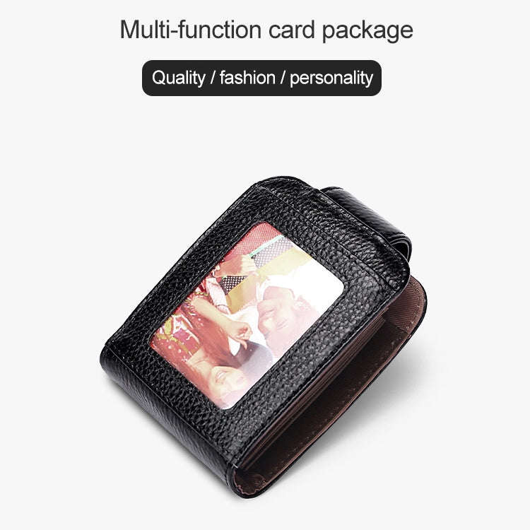 KB189 Vertical Cowhide Leather Organ Shape Multiple Card Slots Anti-magnetic RFID Wallet for Ladi...