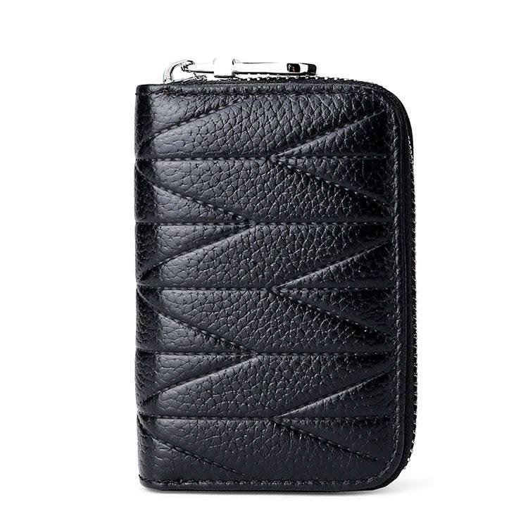 KB191 Zipper Cowhide Leather Organ Shape Multiple Card Slots Anti-magnetic RFID Wallet Clutch Bag...