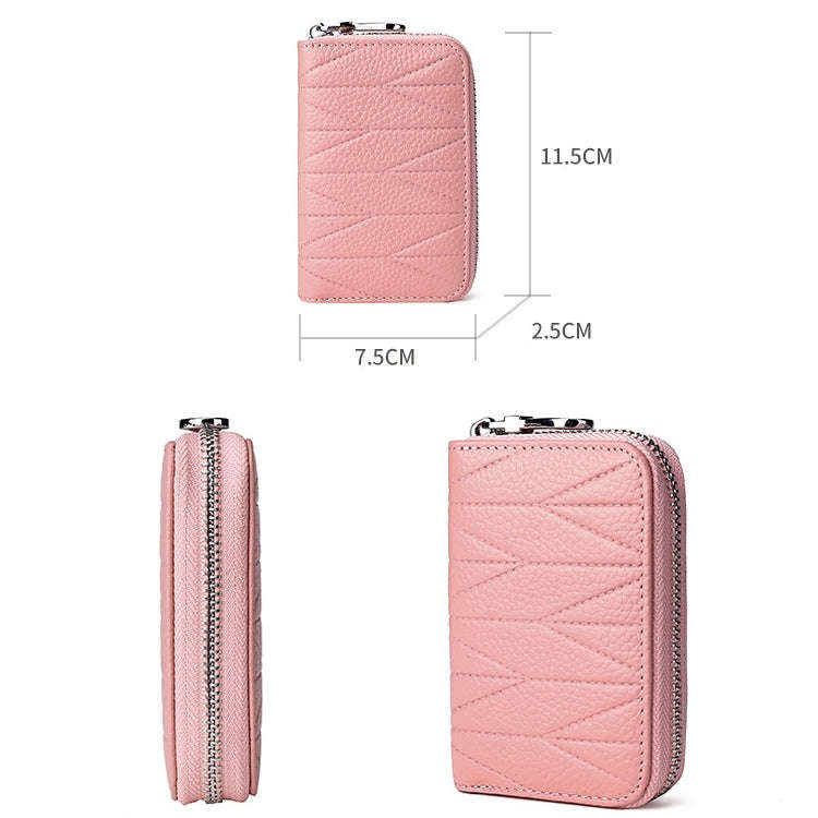 KB191 Zipper Cowhide Leather Organ Shape Multiple Card Slots Anti-magnetic RFID Wallet Clutch Bag...